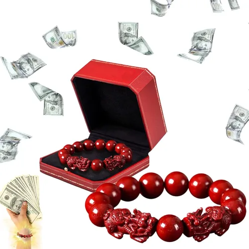 Pulsera de cinabrio Feng Shui para mujer, cinabrio en polvo, Feng Shui, pulsera de Feng Shui para riqueza y protección, amuleto de dinero de buena