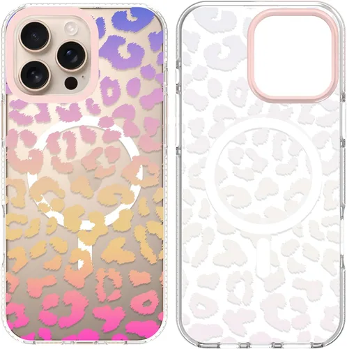 Miniatura 32 de SAKUULO Funda magnética para iPhone 11 Pro Max [Compatible con MagSafe] Patrón de Estampado de Leopardo Gris Claro Funda de Carga Inalámbrica