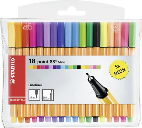 Miniatura 10 de STABILO - point 88 Mini - Fineliner - Paquete de 18 - Colores surtidos Multicolor