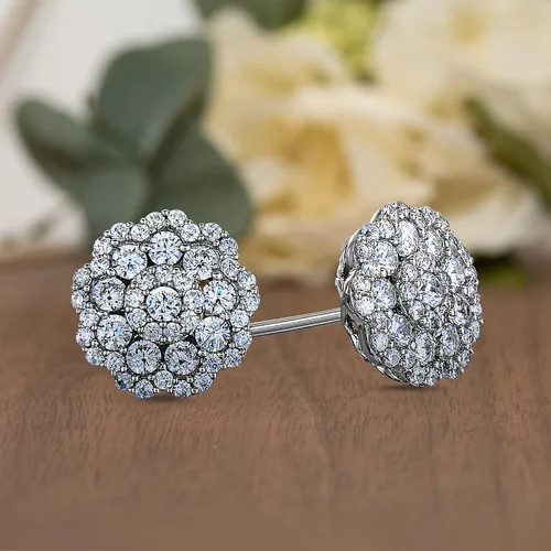 Miniatura 3 de Natalia Drake Pendientes de tuerca de diamantes de 1 quilate para mujer en plata de ley chapada en rodio, Plata de ley, diamante