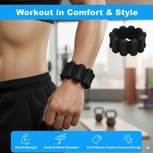 Miniatura 5 de Juego de pesas ajustables para muñeca y tobillo (2 piezas, 1 libra cada una) - Unisex. Pulseras de peso de muñeca adecuadas para fitness en casa
