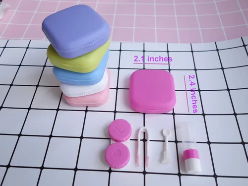 Miniatura 2 de Paquete de 6 fundas para lentes de contacto con espejo de inserción, ligero, compacto, portátil, juego de caja de lentes de contacto de viaje