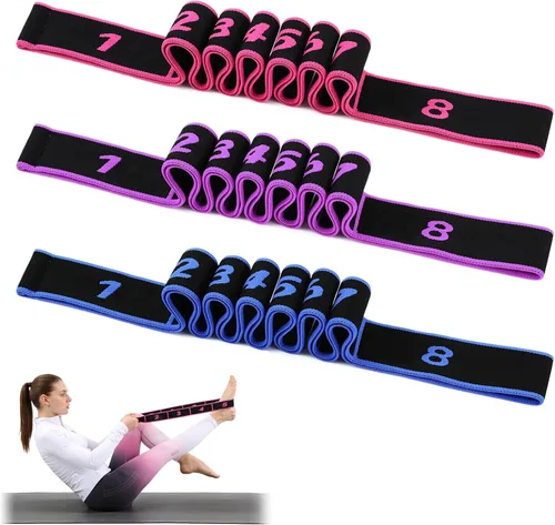 Miniatura 8 de 3 bandas de resistencia de fitness con asas, bandas de resistencia con asas, banda de resistencia de fitness para estiramiento y yoga, ejercicio