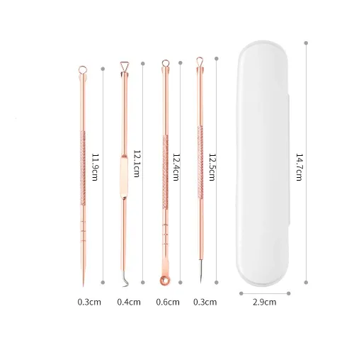 Miniatura 2 de Juego de 2 (8 piezas) de acero inoxidable rosa dorado aguja espinilla kit removedor de acné juego de herramientas mejor para mujeres y hombres