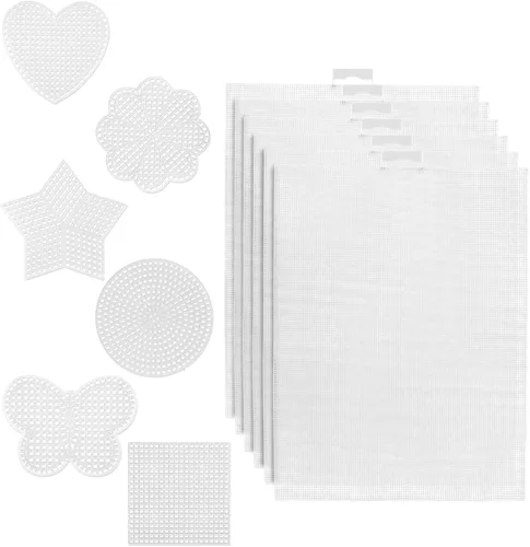 Miniatura 8 de 6 hojas de lona de malla de plástico, 14 CT transparentes para hacer bordados, pantalla Aida de punto de cruz para manualidades, proyectos