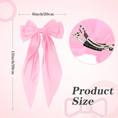 Miniatura 2 de 2 piezas de accesorios para el cabello: pinzas para el pelo de mariposa con lazo beige y rosa, pasadores y cintas - bonitos lazos para mujer