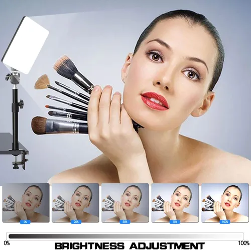 Miniatura 3 de Luz LED de video bicolor para escritorio, luz clave con soporte de abrazadera en C, 2700K-5700K regulable, control remoto inalámbrico, iluminación