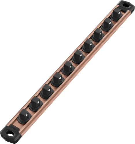 Miniatura 10 de WORKPRO Organizador magnético de llaves de vaso, riel de llaves de aleación de aluminio de 1/2 pulgada, soporte para llaves de vaso de servicio Rojo
