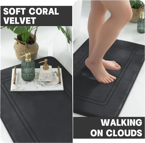 Miniatura 5 de YIHOUSE Juego de alfombras de baño de espuma viscoelástica, juego de 2 piezas, tapetes de baño antideslizantes para baño, juego de alfombras de baño