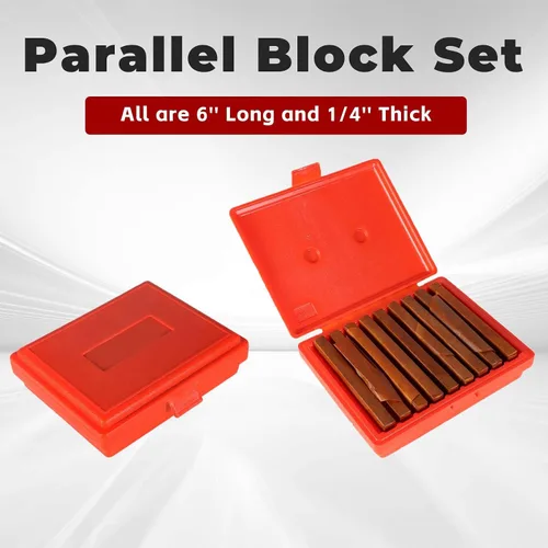 Miniatura 5 de findmall Juego de 9 pares de bloques paralelos de precisión de 1/4 x 6, juego de herramientas de calibre endurecido 0002
