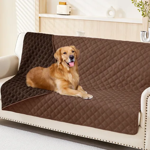 Miniatura 106 de Smiry Funda impermeable para cama de mascota, suave y lavable, para muebles, cama, sofá, reversible, a cuadros (30 x 53 pulgadas, color beige/beige)