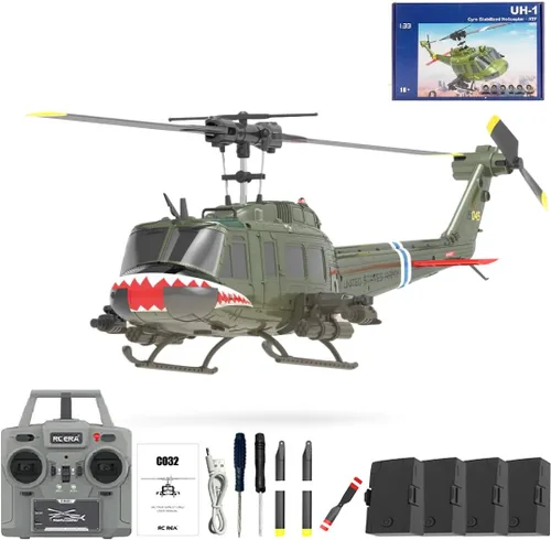Miniatura 16 de RC ERA C032 Helicóptero RC, Helicóptero RC UH-1 Huey Flybarless de escala 1/48 2.4G 6CH, estabilización de giroscopio de 6 ejes, con mantenimiento