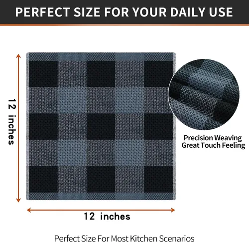 Miniatura 5 de Homaxy Trapos de cocina a cuadros de 100% algodón, 12 x 12 pulgadas, paños de cocina súper suaves y absorbentes, de secado rápido, paquete de 6