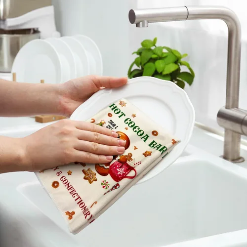 Miniatura 7 de TREWAVE Juego de 6 paños de cocina de Navidad de 18 x 27 pulgadas, toallas de mano de hombre de jengibre, paños de té de vacaciones de invierno