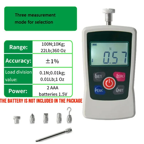 Miniatura 2 de Medidor de fuerza digital dinamómetro de empuje y tracción Sensor interior Valor de carga máximo 100N/22.0 lbs/22Lb para aparatos electrónicos