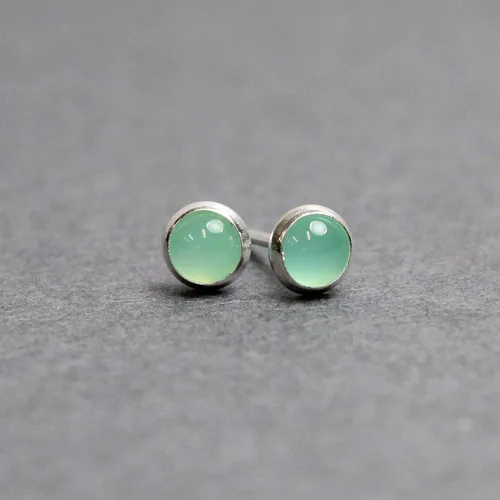 Miniatura 19 de Aretes de tuerca con piedras preciosas para mujeres y niñas, bisel redondo de 0.157 in de plata esterlina 925