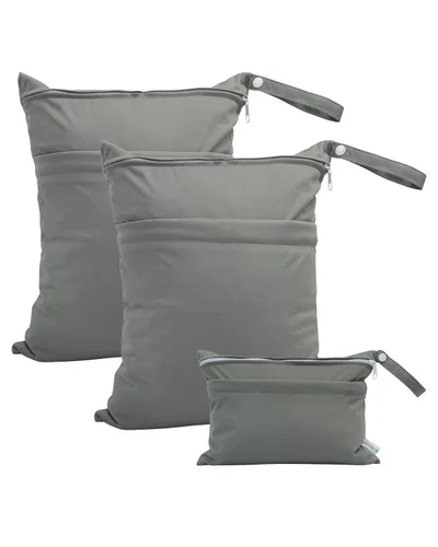 Miniatura 49 de ALVABABY 2 bolsas de pañales de tela para ropa húmeda, reutilizables con dos bolsillos con cremallera, para viajes, playa, piscina, guardería