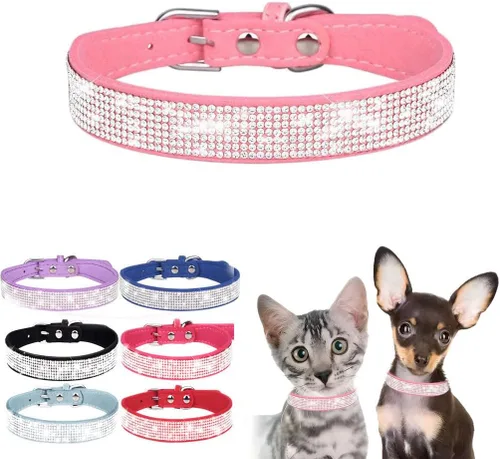 Miniatura 16 de Collares de perro para perros medianos hembras, collar de perro con diamantes de imitación, bonito collar con purpurina para mascotas XXS Xs, S, M