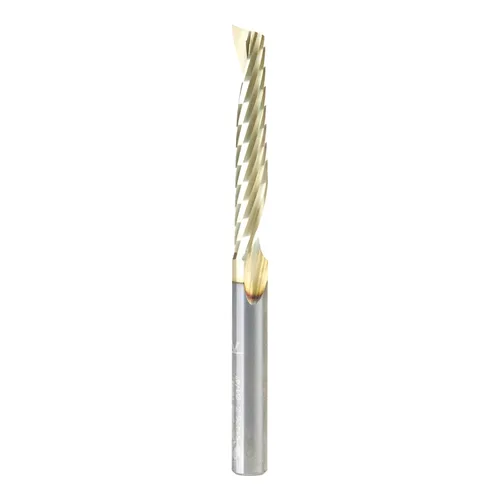 Miniatura 23 de Amana Tool CNC de carburo sólido espiral O flauta arriba-corte, broca de aluminio de corte de enrutador, recubierto de ZrN, 51470-Z, 1/16 D x 1/4 CH