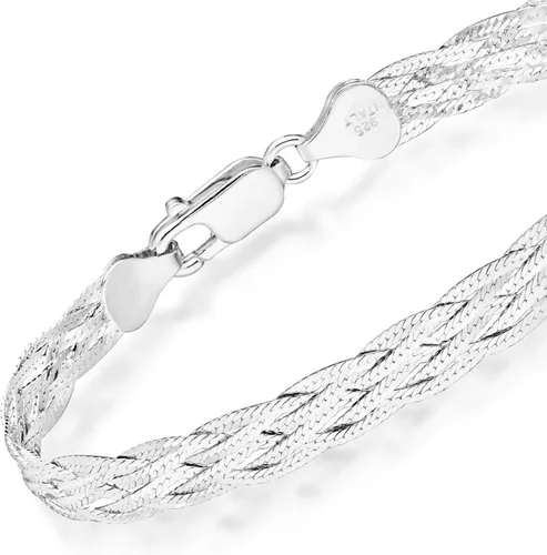 Miniatura 4 de Miabella 925 Sterling Silver Italian 6-Strand Diamond-Cut 7mm Braided Herringbone Chain Bracelet for Women Teen Girls, 925 Italy