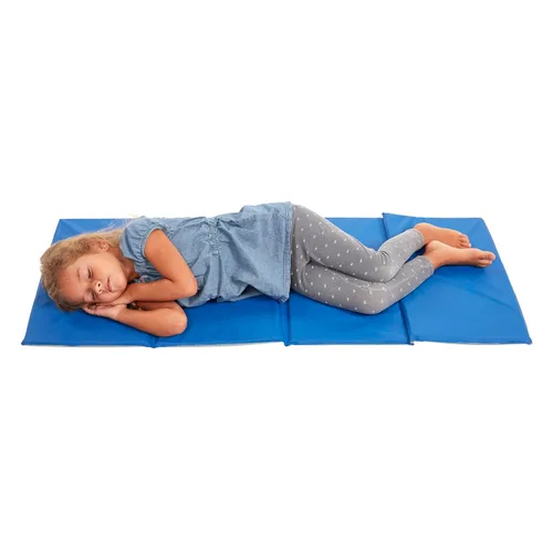 Miniatura 11 de ECR4Kids Alfombrilla de descanso plegable para uso diario, 4 secciones, 1 pulgada, almohadilla para dormir, azul/gris, paquete de 5