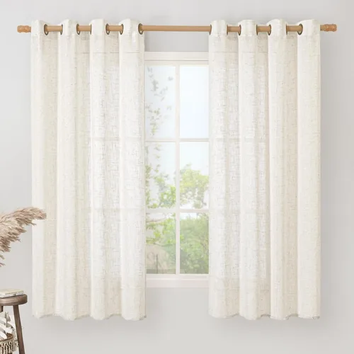 Miniatura 92 de LAMIT Cortinas de lino sintético para dormitorio, paneles filtrantes de luz, cortinas de lino con protección de privacidad con ojales para ventanas