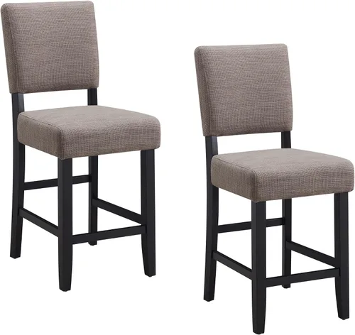 Miniatura 9 de Leick Home Calton Taburete de mostrador, con asiento giratorio, para cocina o comedor, piel sintética negra y piedra gris, paquete de 2, 10118GS/BL