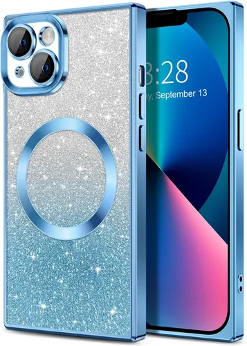 Miniatura 74 de Hython Funda para iPhone 13 Pro transparente con purpurina magnética [compatible con MagSafe] Protector completo de lente de cámara delgado