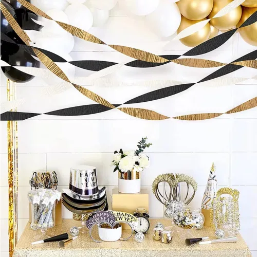 Miniatura 3 de Rollo de papel crepé envuelto en oro, 81 pies (1 unidad), ideal para impresionantes manualidades, decoración de fiestas y más