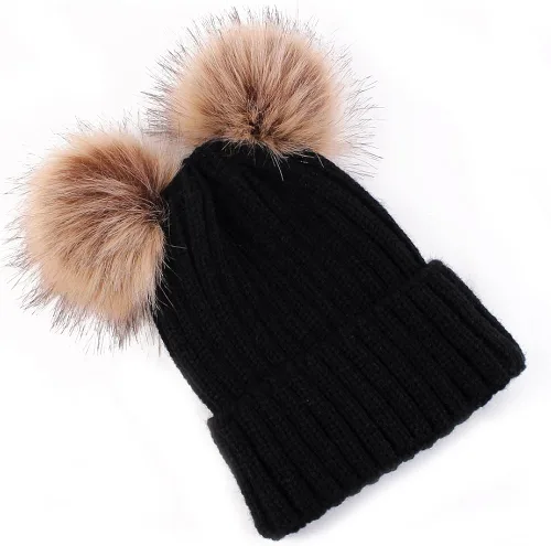 Miniatura 4 de oenbopo 2PCS Parent-Child Hat Winter Warmer Baby HatWomen Hat Mother Baby Knit Hat Beanie Winter Warm Crochet Cap
