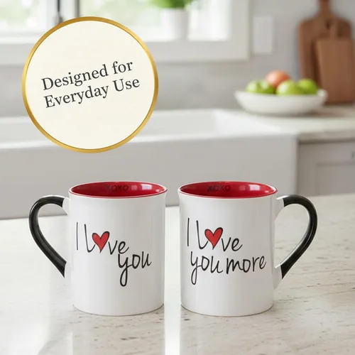 Miniatura 8 de Cottage Creek Tazas Juego de 2 tazas de café de cerámica de 16 onzas Tazas de café I Love You More para hombres y mujeres Perfecto compromiso
