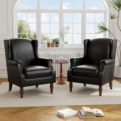 Miniatura 25 de Silla reclinable tapizada, sillón de ala floral con respaldo y reposapiés ajustables, cómoda silla decorativa para leer, sofá individual