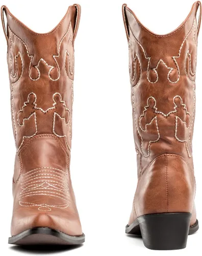 Miniatura 2 de SheSole Botas vaqueras blancas para mujer, diseño floral occidental, botas vaqueras de pantorrilla ancha
