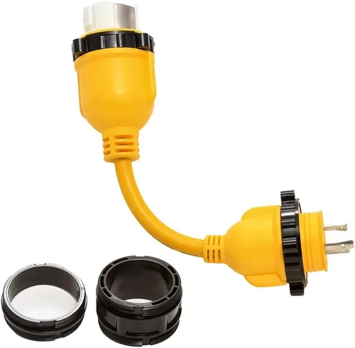 Miniatura 3 de Camco PowerGrip - Adaptador eléctrico de 12 pulgadas, extremo de bloqueo macho de 30 amperios a extremo de bloqueo hembra de 50 amperios (55615)