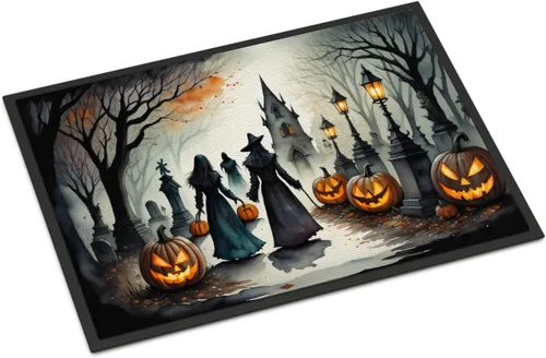 Miniatura 71 de Caroline's Treasures DAC2223MAT - Felpudo espeluznante de Halloween con gato negro de 18 x 27 pulgadas, tapete para puerta delantera
