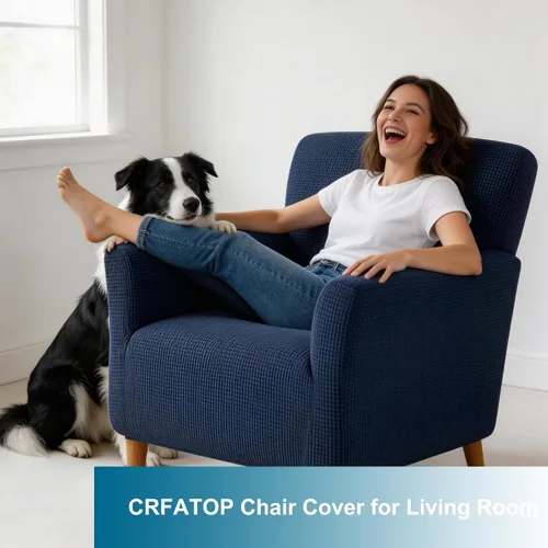 Miniatura 8 de CRFATOP - Funda elástica para sillón de mediados de siglo moderno de 1 pieza, fundas de silla de acento de jacquard con brazos, fundas de silla