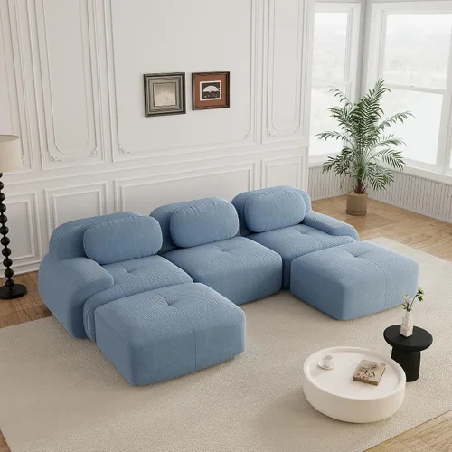 Miniatura 104 de Sofás modulares sin hueso de 152.8 pulgadas para sala de estar, sofá modular con diván en forma de L, cómodo asiento profundo tapizado de tela