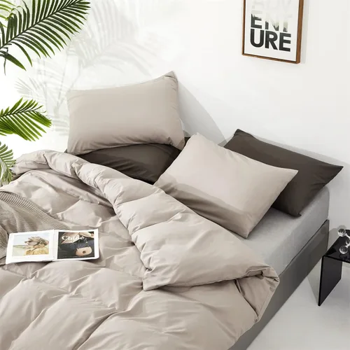 Miniatura 4 de Wellboo Edredones Beige Caqui California King Boho Avena Ropa de Cama Edredón Algodón Liso Beige Café Mantas Cálidas Mujeres Hombres Moderno Gris