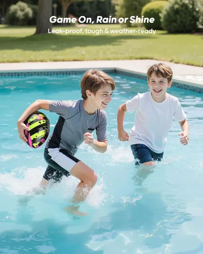 Miniatura 4 de QPAU Balón de Fútbol Impermeable, Paquete de 2 de 10 Pulgadas Juegos al Aire Libre para Adultos y Niños, Divertidos Juguetes de Piscina y Accesorios