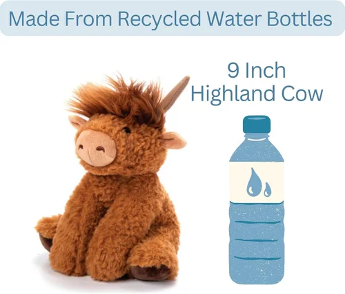 Miniatura 6 de The Petting Zoo Highland Cow - Peluche de vaca, regalos para niños, animales salvajes de la vida silvestre, juguete de peluche de vaca, 9 pulgadas