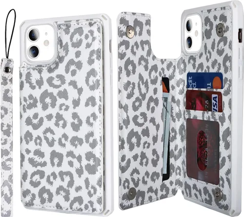 Miniatura 32 de Cavor para iPhone 11 Funda con tarjetero, para iPhone 11 Funda tipo cartera para mujeres y hombres, Funda para teléfono tipo cartera con soporte