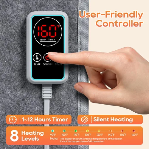 Miniatura 3 de Calentador para debajo del escritorio para oficina, calentador de pies plegable para debajo del escritorio con temporizador de 12 horas y 8 niveles