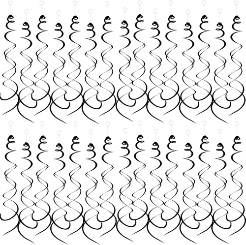 30 piezas de decoración de fiesta de remolinos colgantes, decoraciones de papel de aluminio, espiral, serpentina de plástico para techo, cumpleaños,