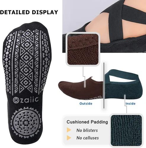 Miniatura 52 de Ozaiic - Calcetines de yoga para mujer con correas y agarres antideslizantes, ideales para pilates, Pure Barre, ballet, danza y entrenamiento