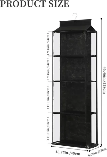 Miniatura 29 de Organizador de bolso colgante de 8 rejillas en 1 paquete con cremalleras dobles, organizador de bolso visible para armario, soporte