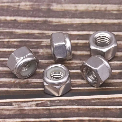 Miniatura 5 de Tuercas de bloqueo hexagonales con inserto de nailon 1/2-13, tuercas de seguridad inoxidables, accionamiento hexagonal, acabado brillante, acero