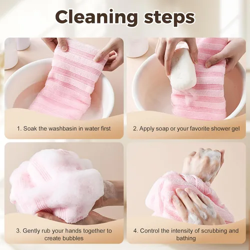 Miniatura 5 de Toalla de ducha exfoliante, toalla de baño exfoliante con textura suave para el hogar, toallas suaves y plegables para la espalda, toalla corporal