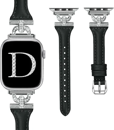 Miniatura 9 de Bandas delgadas de cuero compatibles con Apple Watch para mujeres de 40 mm, 41 mm, 38 mm, 44 mm, 45 mm, 49 mm, 42 mm, 46 mm, con forma de D