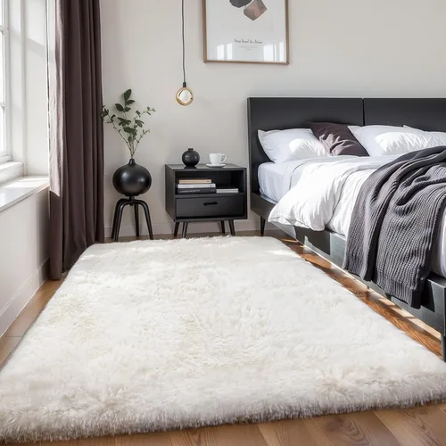 Miniatura 23 de KCHOWUA Alfombras Esponjosas y Peludas de Unicornio para Dormitorio de Niñas, 3x5 pies Lavable Antideslizante Alfombra de Área Shag Peluda para Sala