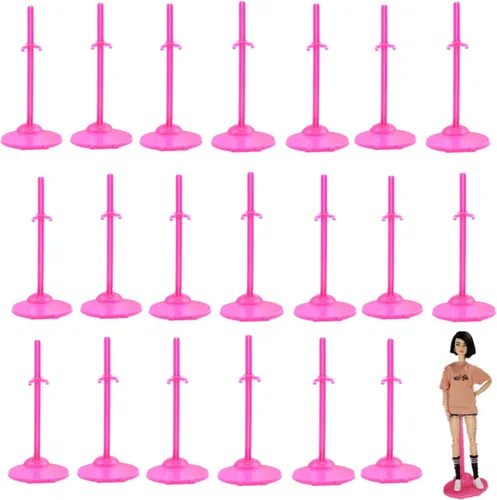 Miniatura 6 de 10 Pcs Doll Display Holders - Mini Stand for 11-13 Inch Dolls & Action Figures - Pink